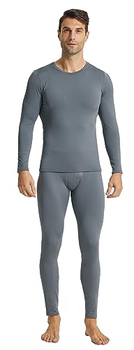 YUSHOW Thermounterwäsche Herren,Funktionsunterwäsche Set Winter Innenfleece Skiunterwäsche Extra Warm Thermo Oberteil Thermohose Gefüttert Weich Warme Unterwäsche für zu Hause Männer Workout Fußball von YUSHOW