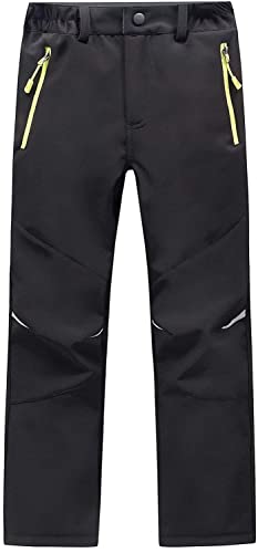 YUSHOW Softshellhose Kinder wasserdichte Skihose Gefütterte Thermohose Jungen Mädchen Warme Winddicht Winter Schneehose Outdoorhose Wanderhose von YUSHOW