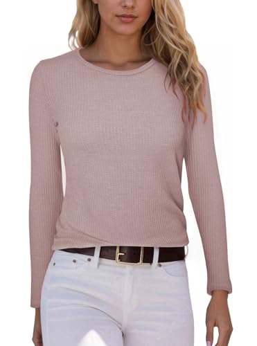 YUTILA 1/2er Pack Damen Langarmshirt Rundhals Einfabrig aus pflegeleichter Qualität mit Viskose Shirt Oberteile Langarm von YUTILA