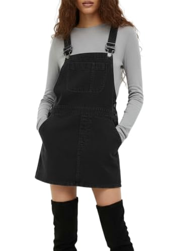 YUTILA Damen Denim Latzkleid Jeanskleid –Trägerkleid mit Tasche, 100% Baumwolle Freizeit Overallkleid von YUTILA