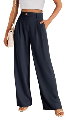 YUTILA Damen Hose Lässig Baggy Bequem Hosen Work Business Casual Elegante Anzughose mit Taschen von YUTILA