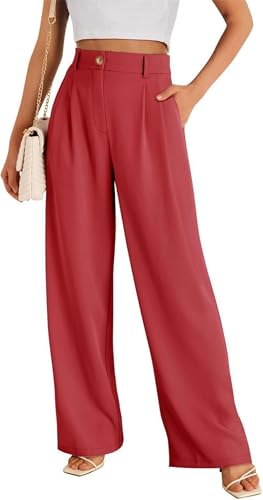 YUTILA Damen Hose Lässig Baggy Bequem Hosen Work Business Casual Elegante Anzughose mit Taschen von YUTILA