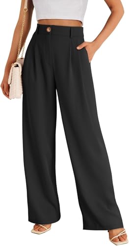YUTILA Damen Hose Lässig Baggy Bequem Hosen Work Business Casual Elegante Anzughose mit Taschen von YUTILA