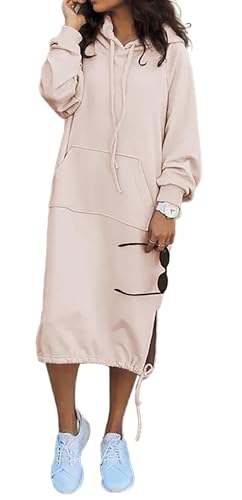 YUTILA Damen Sweatkleid Lange Kapuzenpullover Hoodie Oversize Herbst Frühling Übergangszeit YUTILA Damen Sweatkleid Lange Kapuzenpullover Hoodie Oversize Herbst Frühling Übergangszeit von YUTILA