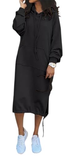YUTILA Damen Sweatkleid Lange Kapuzenpullover Hoodie Oversize Herbst Frühling Übergangszeit YUTILA Damen Sweatkleid Lange Kapuzenpullover Hoodie Oversize Herbst Frühling Übergangszeit von YUTILA