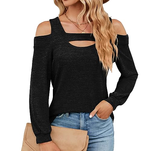 YUTILA Damen Langarmshirt Schulterfrei Sexy Cut-Out Ausschnitt Einfarbig Pullover Oberteile Freizeitkleidung YUTILA Damen Langarmshirt Schulterfrei Sexy Cut-Out Ausschnitt Einfarbig Pullover Oberteile Freizeitkleidung von YUTILA
