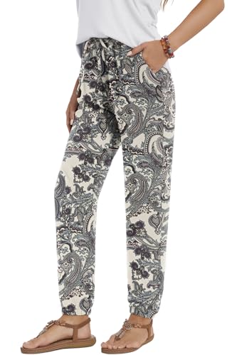 YUTILA Damen Sommer Lang Sommerhose - Leichte und Luftige High Waist Freizeithose - Casual, Lockere, Strandhose mit Kordelzug und Taschen von YUTILA