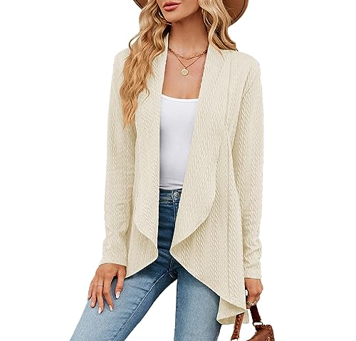 YUTILA Damen Strickjacke Langarm Cardigan Einfarbig Wasserfall Strickjacken Herbst Winter von YUTILA