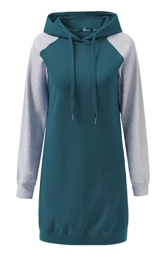 YUTILA Damen Lange Sweatshirt Langarm Hoodie Kleid Pulloverkleid Sweatkleid Kapuzenpulli Lange von YUTILA