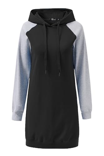 YUTILA Damen Hoodie Kapuzenpullover Langarm Lange Sweatkleid Pulloverkleid Winterkleid Herbstkleid von YUTILA