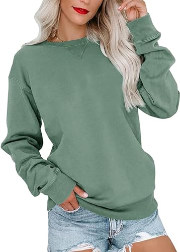 YUTILA Damen Sweatshirt Langarm Rundhals-Ausschnitt Lockere Pullover ohne Kapuze Herbst Winter YUTILA Damen Sweatshirt Langarm Rundhals-Ausschnitt Lockere Pullover ohne Kapuze Herbst Winter von YUTILA