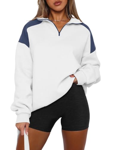 YUTILA Damen Sweatshirt Troyerkragen Langarm Oversized Pullover Sportlicher Relax Oberteile von YUTILA