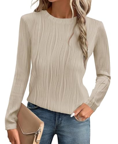 YUTILA Damen T-Shirt Sommer Flügelärmeln Kurzarm/Langarm Rundhals Bluse Ärmellose Einfarbig Casual Tunika Oberteile von YUTILA