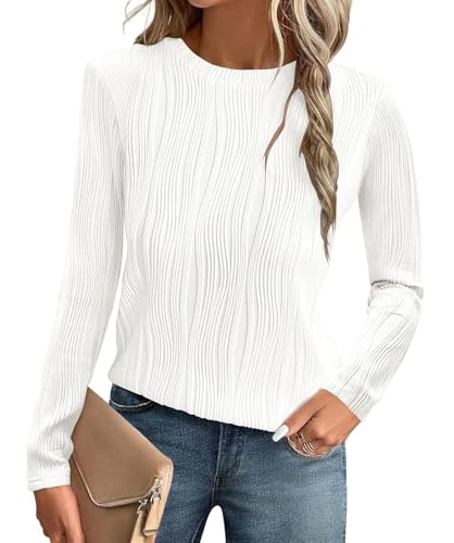 YUTILA Damen T-Shirt Sommer Flügelärmeln Kurzarm/Langarm Rundhals Bluse Ärmellose Einfarbig Casual Tunika Oberteile von YUTILA