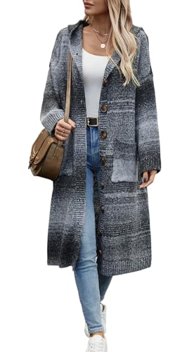 YUTILA Dicke Lang Strickjacke Damen Winter Oversize Grobstrickjacke Strickcardigan Pullover mit Knöpfe und Taschen von YUTILA