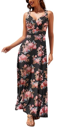 YUTILA Maxikleid Damen Sommer ärmellos Kleid Lang von YUTILA