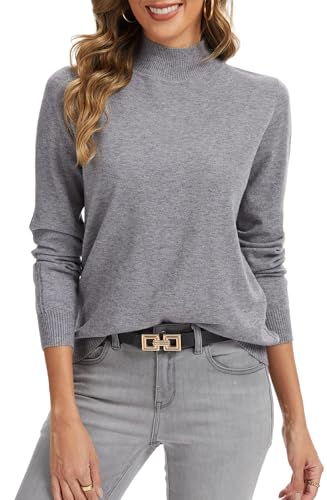 YUTILA Pullover Damen Wolle Blend Frühjahr Herbst Winter Stehkragen Strickpullover von YUTILA