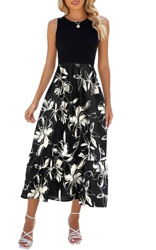 YUTILA Sommerkleid Damen Lang Ärmelloses Maxikleid Sommer Gestreifte Strandkleid Lange Rundhals Tank Top Kleider mit Taschen Elegante YUTILA Sommerkleid Damen Lang Ärmelloses Maxikleid Sommer Gestreifte Strandkleid Lange Rundhals Tank Top Kleider mit Taschen Elegante von YUTILA