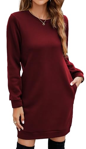 YUTILA Sweatkleid Damen Pulloverkleid Langarm Lange Herbst Winter Freizeitkleid von YUTILA
