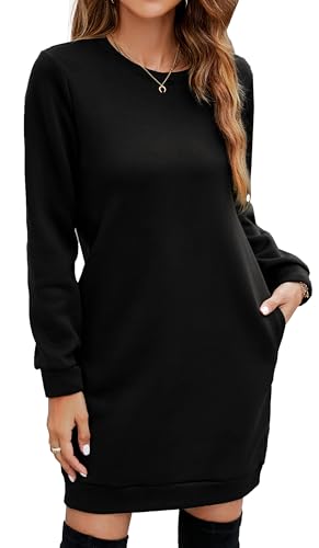 YUTILA Sweatkleid Damen Pulloverkleid Langarm Lange Herbst Winter Freizeitkleid von YUTILA