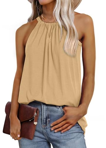 YUTILA Tank Top Damen Sommer Neckholder Top Ärmellose Oberteile Halter Strand Beach Tank top von YUTILA