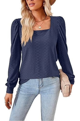 YUTILA Tshirt Damen Blusen Elegant V-Ausschnitt/Quadratischem Ausschnitt Oberteil Jacquard Einfarbig Tunika YUTILA Tshirt Damen Blusen Elegant V-Ausschnitt/Quadratischem Ausschnitt Oberteil Jacquard Einfarbig Tunika von YUTILA