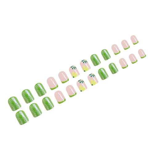 Glitzer Kurzquadratische Falsche Nägel Mit Floralen Designs Hochglänzende Finish Presse Auf Nägeln Für Frauen Die Leicht Auftragen Und Den Vollständigen Abdecknagel Entfernen Können von YUTNGYNG