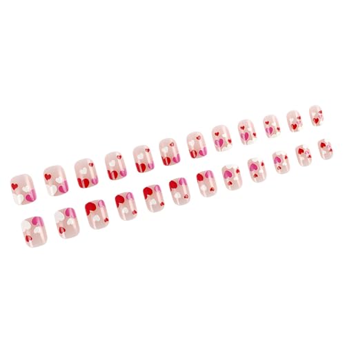 Valentine Press Auf Nägeln Quadratische Gefälschte Nägel Glänzende Konstruktionen False Nails Vollbezüge Künstliche Acrylnägel 24pcs 12 Größen Acrylkleber Auf Nagel Für Frauen Klar von YUTNGYNG