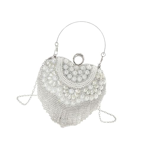 YUTNGYNG Stilvolle Frauenhochzeit Handtasche Mit Perlendesigns Herzform Abendbeutel Schultertasche Für Eine Luxuriöse Party Look Hochzeitsfeier Umhängetasche YUTNGYNG Stilvolle Frauenhochzeit Handtasche Mit Perlendesigns Herzform Abendbeutel Schultertasche Für Eine Luxuriöse Party Look Hochzeitsfeier Umhängetasche von YUTNGYNG