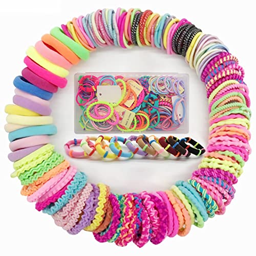 YUTOU 100 Stück Haargummis Mädchen 10 Stile Scrunchies Elastische Haargummis Mehrfarbiger Klein Zopfgummi Mini Dünne Haarschmuck Pferdeschwanz Haarband Set für Kinder, Babys, Mädchen und Frauen von YUTOU