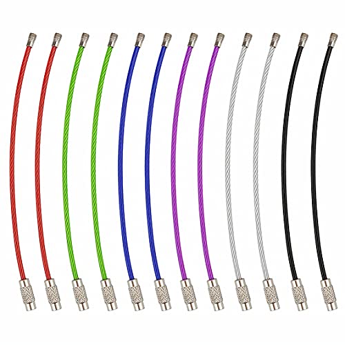 YUTOU 20 Stück Metalldraht Keychains 15cm Edelstahl Metalldraht Schlüsselanhänger Farbige Stahldraht Keychain mit Nylonbeschichtet und Schraubverschluss für hängende Gepäck Tag Keyrings von YUTOU