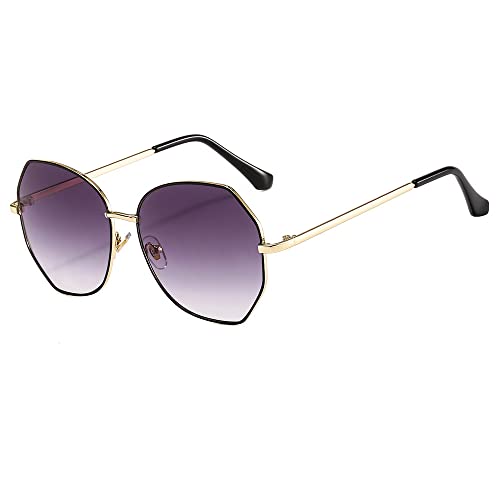 YUTTTPL Polarisierte Sonnenbrille für Frauen Männer, Retro Polygon Sonnenbrille Shades Square Metallrahmen UV400 Schutz Sonnenbrille (F) von YUTTTPL