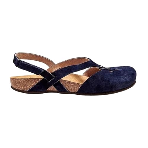 Damen Flache Pumps Spitzschuh Sommerschuhe Loafers Geschlossene Zehensandalen(Blue,38 EU) von YUTUGTSJ