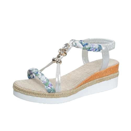 Plateau-Sandalen for Damen, elegant, modisch, Espadrilles, Keilabsatz, Plateau, lässig, High Heels(B,36 EU) von YUTUGTSJ