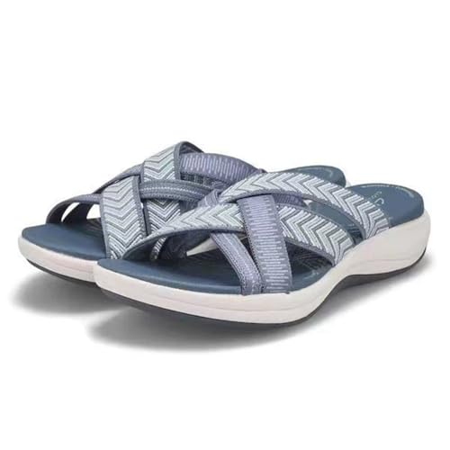 Sandalen for Damen, Sommer-Flip-Flops, orthopädische Slide-Sandalen, Hausschuhe mit Fußgewölbeunterstützung(Blue,41 EU) von YUTUGTSJ