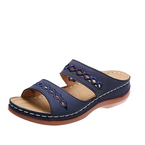 Sandalen for Damen Sliders Sandalen mit Fußgewölbeunterstützung Breite Passform(Blue,40 EU) von YUTUGTSJ