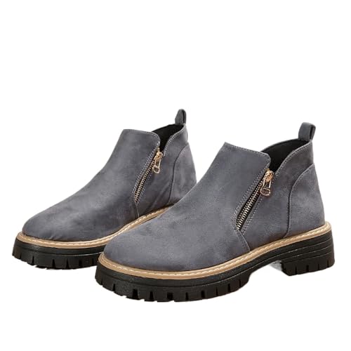 YUTUGTSJ Cowboystiefeletten Damen Stiefeletten mit Absatz Seitlicher Reißverschluss Übergangsstiefel Halbstiefel Kurzschaft Stiefeletten(A,40 EU) von YUTUGTSJ