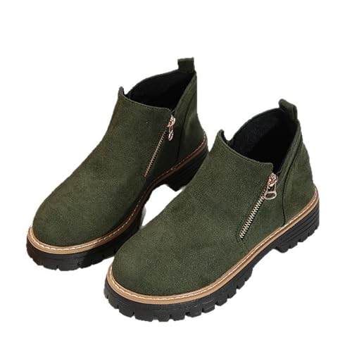 YUTUGTSJ Cowboystiefeletten Damen Stiefeletten mit Absatz Seitlicher Reißverschluss Übergangsstiefel Halbstiefel Kurzschaft Stiefeletten(Green,41 EU) von YUTUGTSJ