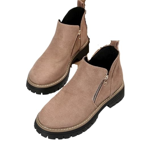 YUTUGTSJ Cowboystiefeletten Damen Stiefeletten mit Absatz Seitlicher Reißverschluss Übergangsstiefel Halbstiefel Kurzschaft Stiefeletten(Pink,43 EU) von YUTUGTSJ