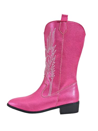 YUTUGTSJ Damen Cowboystiefel Wadenhoch Halbstiefeletten Damen mit Absatz Bestickte Trekkingstiefel(A,41 EU) von YUTUGTSJ