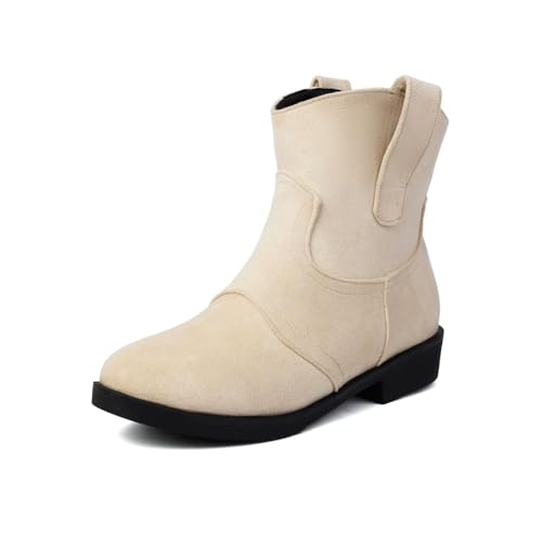 YUTUGTSJ Damen Stiefel mit Absatz - Plateau Stiefeletten Damen Kleiner Absatz Trekkingstiefel Halbstiefel(D,36 EU) von YUTUGTSJ