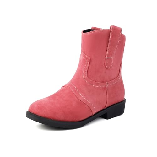YUTUGTSJ Damen Stiefel mit Absatz - Plateau Stiefeletten Damen Kleiner Absatz Trekkingstiefel Halbstiefel(Pink,38 EU) von YUTUGTSJ