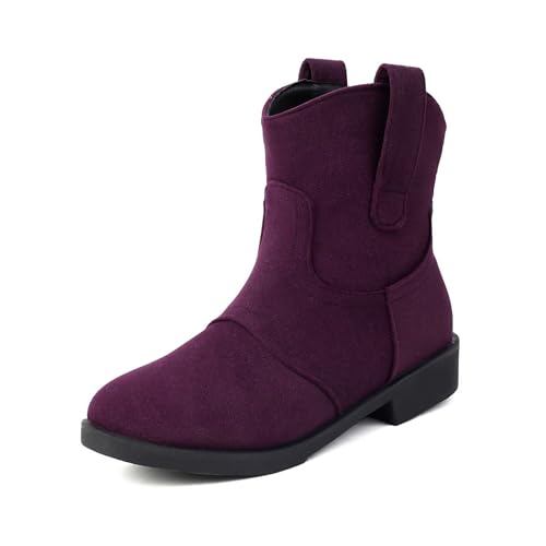 YUTUGTSJ Damen Stiefel mit Absatz - Plateau Stiefeletten Damen Kleiner Absatz Trekkingstiefel Halbstiefel(Purple,38 EU) von YUTUGTSJ