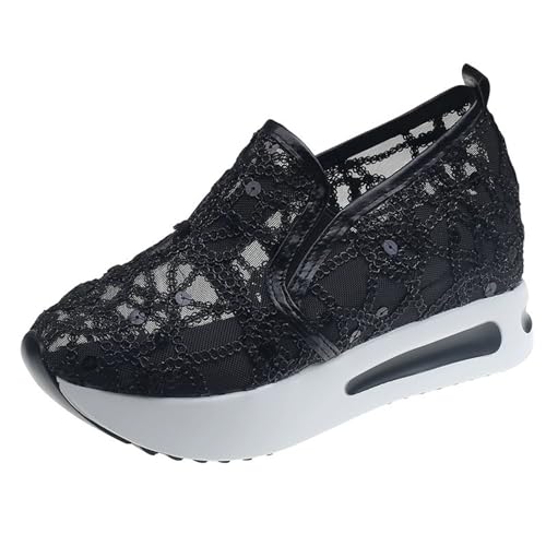 YUTUGTSJ Damen Wanderschuhe Slip-on Leichte Mesh-Sneaker(Black,39 EU) von YUTUGTSJ