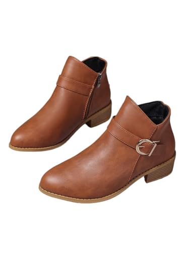 YUTUGTSJ Damen mit Absatz - Stiefeletten Damen Elegante Seitlicher Reißverschluss Stiefeletten Vintage Trekkingstiefel Westernstiefel(Brown,40 EU) von YUTUGTSJ