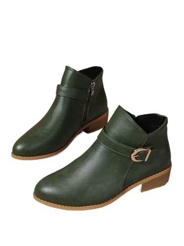 YUTUGTSJ Damen mit Absatz - Stiefeletten Damen Elegante Seitlicher Reißverschluss Stiefeletten Vintage Trekkingstiefel Westernstiefel(Green,37 EU) von YUTUGTSJ