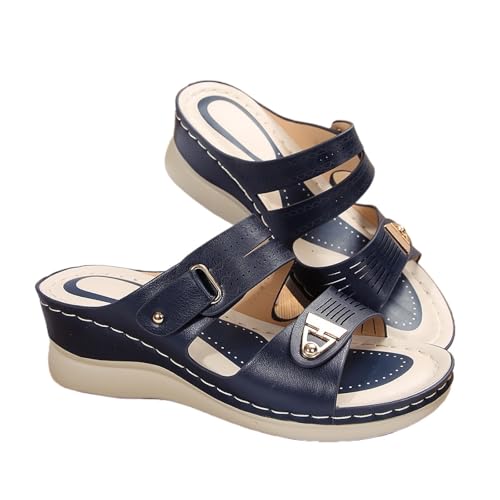 YUTUGTSJ Orthopädische Keilsandalen for Damen, Sommer, elegant, Damen-Plateau-Keil(Blue,38 EU) von YUTUGTSJ