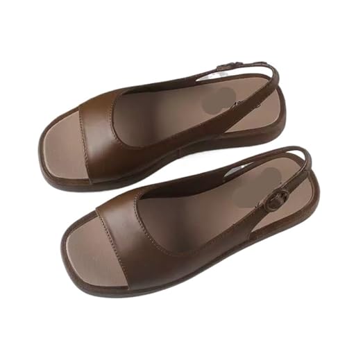 YUTUGTSJ Slide Sandalen for Frauen Arch Support Toe Damenmode Solid(Brown,38-39) von YUTUGTSJ