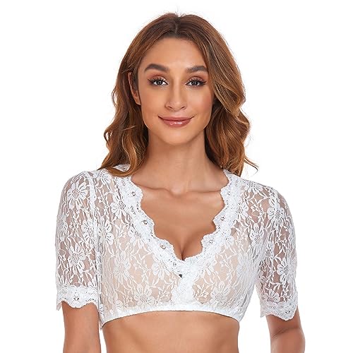 YUUGYD Trachten Damen Dirndlbluse Spitze - Weiß Dirndl Damen Dirndlbluse Kurzarm Oktoberfest Dirndlblusen Halbarm Tracht Bluse - 0098# Weiß - 42 YUUGYD Trachten Damen Dirndlbluse Spitze - Weiß Dirndl Damen Dirndlbluse Kurzarm Oktoberfest Dirndlblusen Halbarm Tracht Bluse - 0098# Weiß - 42 von YUUGYD
