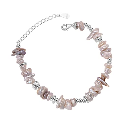 YUUKI Armreif Damen Silber 925,S925 Silber Armband Für Frauen Natürliche Muschel Anhänger Sterling Silber Armband Armreif Mit Verstellbarer Silberkette Glücksschmuck Für Frauen von YUUKI